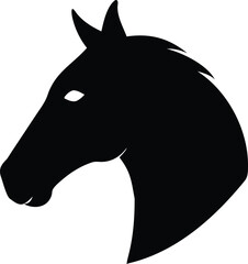 Black Silhouette of a Horse Head, Simple and Elegant Design
