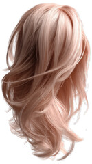 Naklejka premium Long wavy synthetic pink hair on transparent background ideal for fashion or costume design