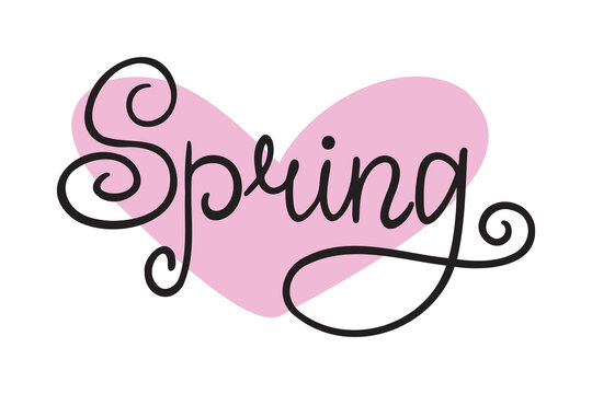 Spring handwritten doodle lettering phrase or quote. spring message saying text. Hand drawn print clipart.