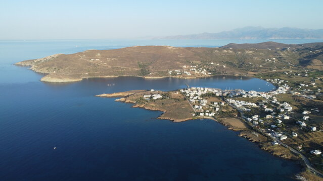 Aerial drone photo of the island of Andros