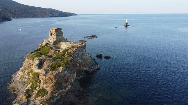 Aerial drone photo of the island of Andros