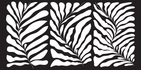 White leaves pattern on a dark background