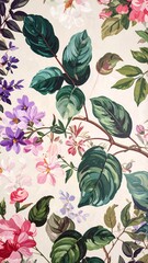 Floral pattern, various blooms and leaves