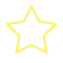 Yellow Glowing Neon Star Outline  Shape Isolated on Transparent Background