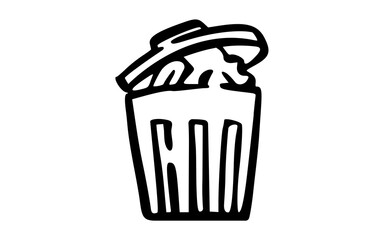 Hand Drawn Outline of a Garbage Can or Trash Bin Icon