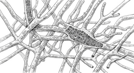 Intricate Vascular Network: A meticulously detailed illustration of a complex vascular network, showcasing the delicate intricacies of the human circulatory system.