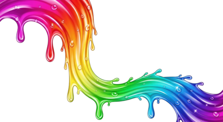 Vibrant Rainbow Paint Drips and Splashes Illustration.