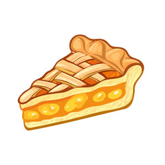 Apple Pie Slice Vector Illustration with Lattice Crust