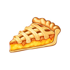 Apple Pie Slice Vector Illustration with Lattice Crust