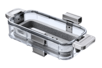 Clear protective case with gray foam interior