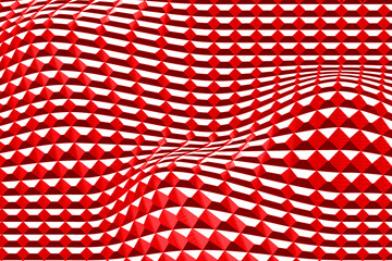 Abstract Red and White Geometric 3D Wave Pattern Background Texture