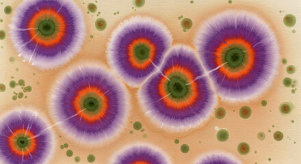 Microbial Colony Illustration: An intricate and artistic illustration that shows the growth and structure of microorganisms in a lab environment, it's great for science publications.