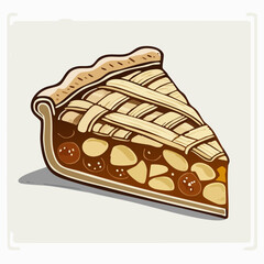 Apple Pie Slice Vector Illustration with Lattice Crust