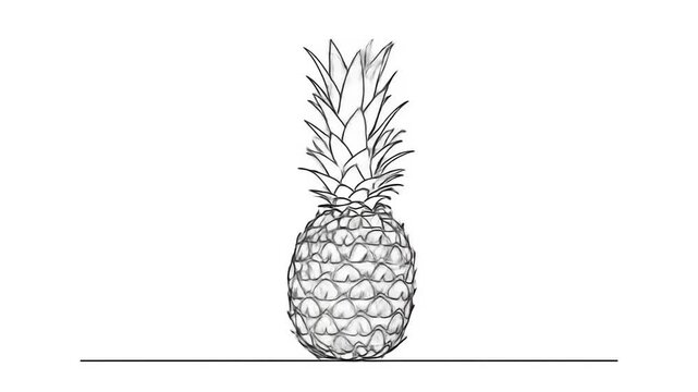 Pineapple Outline Animation Sequence for Design Projects, Simple Still Life Pattern