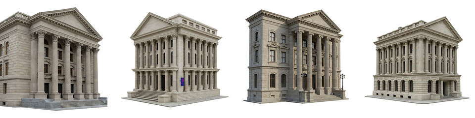 Obraz premium 3D Render Of Classical Government Building On Transparent Background