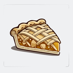 Apple Pie Slice Vector Illustration with Lattice Crust