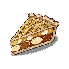 Apple Pie Slice Vector Illustration with Lattice Crust