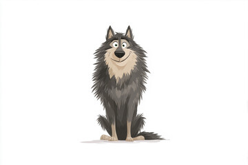 Cartoon-style wolf illustration, friendly yet wild look, isolated on white background.

