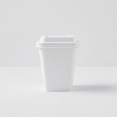 Plain white takeaway coffee cup on minimalist background  