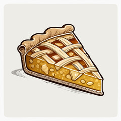 Apple Pie Slice Vector Illustration with Lattice Crust