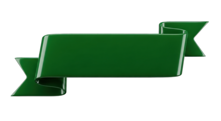 Glossy Green Ribbon Banner with Folded Edges for Text Overlay.