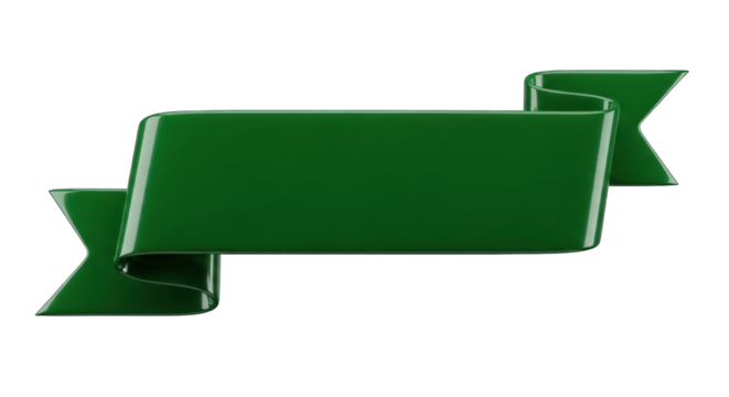 Glossy Green Ribbon Banner with Folded Edges for Text Overlay.