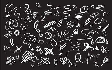 Chalk scribbles on a dark chalkboard surface