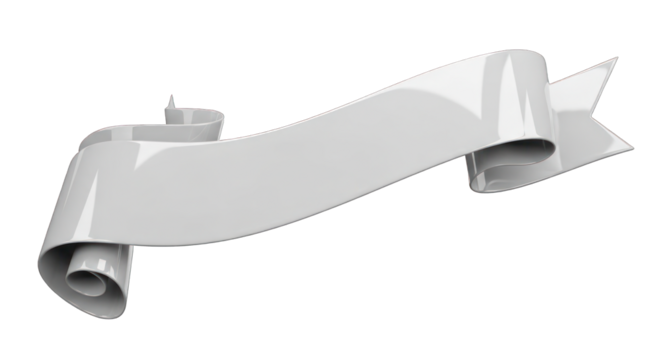 Elegant White Ribbon Banner with Curled Edges and Glossy Finish. - Powered by Adobe