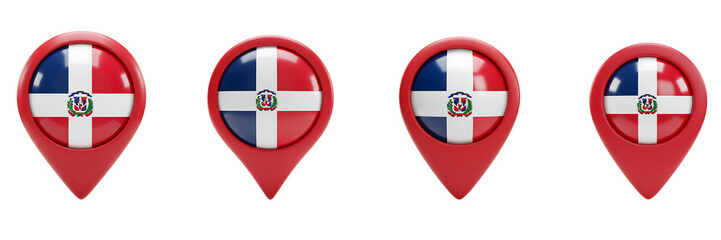 Fototapeta premium Dominican Republic Flag Location Icons on Transparent Background