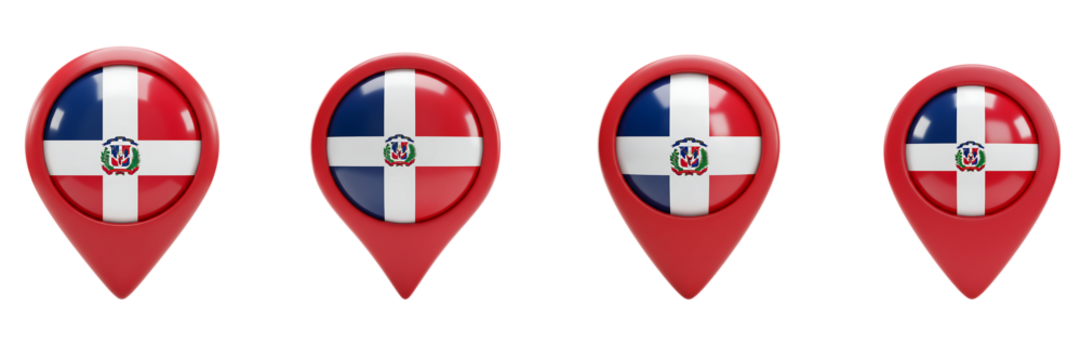 Dominican Republic Flag Location Icons on Transparent Background