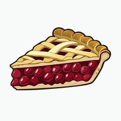 Cherry Pie Slice Vector Illustration with Lattice Crust