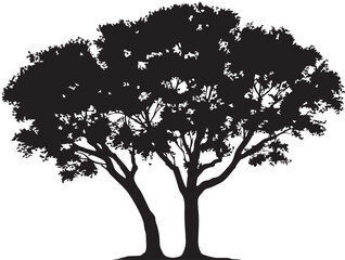 Fototapeta premium Bold double trunk tree silhouette design for dramatic artwork