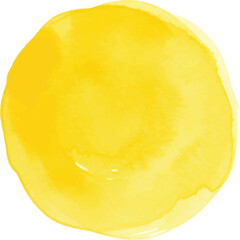 Abstract yellow watercolor splash shape isolated artistic element on transparent background © Kuntol02