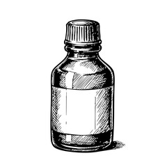 Vintage cough syrup bottle illustration in detailed sketch style  