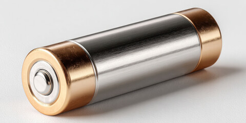 A single cylindrical AA battery with gold and silver metallic finishes