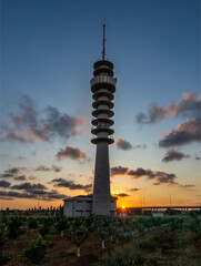 Obraz premium Catarroja telecommunications tower (Valencia, Spain) at sunset
