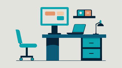 Adapted Workstations A workstation designed for accessibility featuring a heightadjustable desk with a computer and screen reader software along with large print handouts.