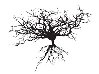 Decorative entangled root system silhouette vector illustration design