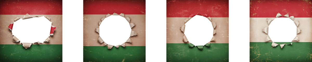 Torn Hungary Flag Grunge Effect Transparent Background