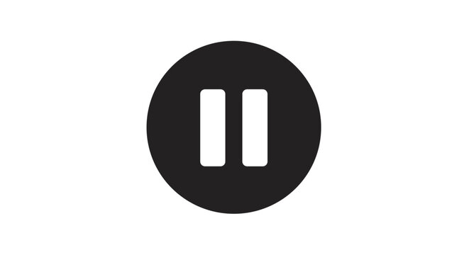 Black pause button icon in circular design on white background  