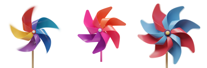 Bright Multicolor Pinwheel Toy Transparent Background