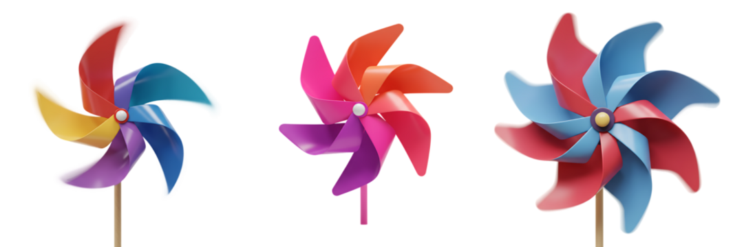 Bright Multicolor Pinwheel Toy Transparent Background