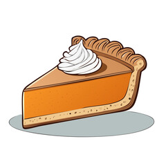 Pumpkin Pie Slice Vector Illustration with Whipped Cream Topping