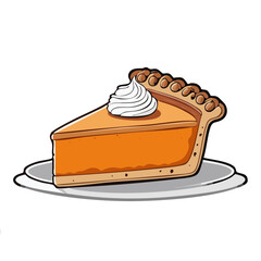 Pumpkin Pie Slice Vector Illustration with Whipped Cream Topping