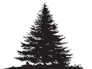 Winter holiday fir tree silhouette vector illustration isolated black design