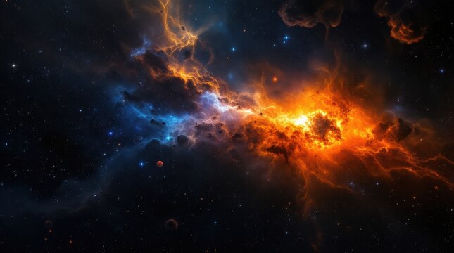 Cosmic explosion of colors in a vibrant nebula showcasing the beauty of space during a stellar event