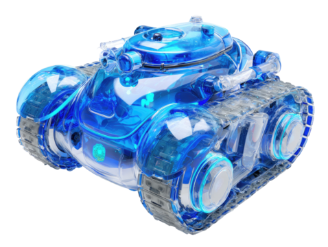 Translucent blue tank, futuristic design
