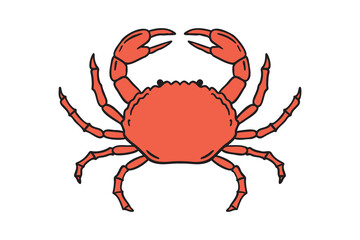 red crab icon doodle hand drawn. Cartoon colorful crab line drawing clipart symbol