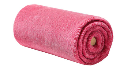 Pink fabric roll studio shot, textile texture, background white