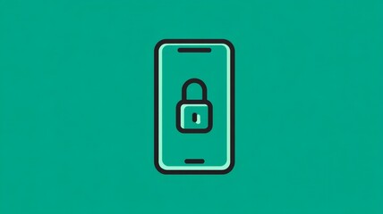 Smartphone illustration featuring a padlock symbol on a vibrant green background, representing digital security and privacy in modern technology and communication
